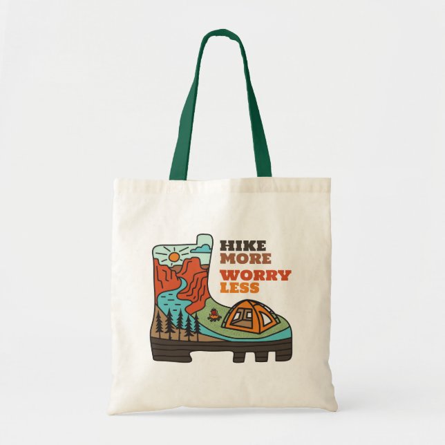 Bolsa Tote Hike More Worry Less Funny Hiking Tote Bag (Frente)