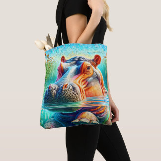 Bolsa Tote Hipopótamo Colorido