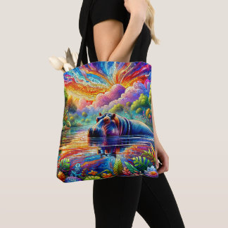 Bolsa Tote Hipopótamo Colorido