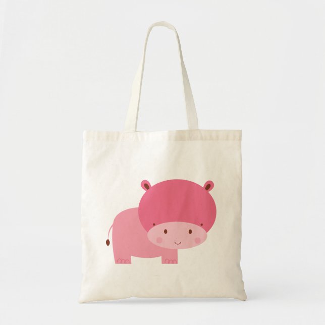 Bolsa Tote Hipopótamo cor-de-rosa do bebé (Frente)