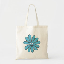 Bolsa Tote Hippie Flower Power Peace Sign in Aqua