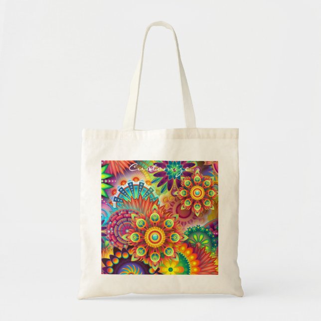 Bolsa Tote Hippie Groovy Techno Psychedelic Thunder_Cove (Frente)