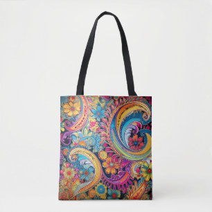 Bolsa Tote Hippie Paisley Neon