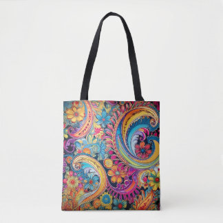 Bolsa Tote Hippie Paisley Neon