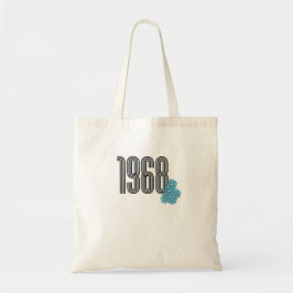 Bolsa Tote Hippie Peace Sign Flower Power Aqua 1968