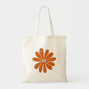Bolsa Tote Hippie - Sinal de Paz Flor Laranja - Olho Desapont