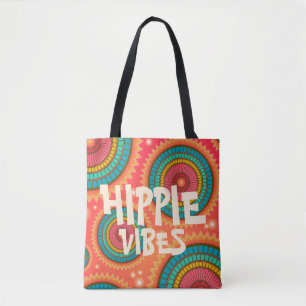 Bolsa Tote Hippie Vibes vintage retro cores 60s