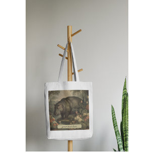 Bolsa Tote Hippo Botânico Vintage, personalizável