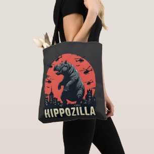 Bolsa Tote Hippozilla Spooky Moo Deng Hippo Halloween