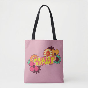 Bolsa Tote Hippy Retro Faz Amor Não Guerra