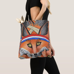 Bolsa Tote Hipster Red Fox Collage Animal Patriotic Headband
