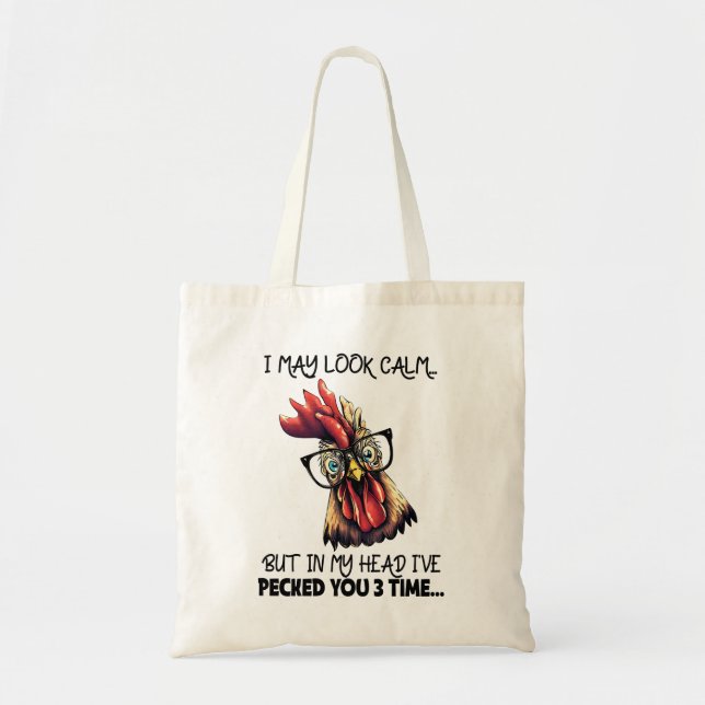 Bolsa Tote Hipster Rooster Engraçado Dizendo (Frente)