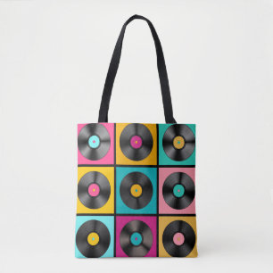 Bolsa Tote Historial da Música Retroativa com Registros Vinil