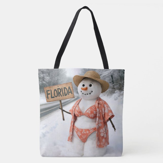 Bolsa Tote Hitchhiking Snow Lady With Florida Sign (Frente)