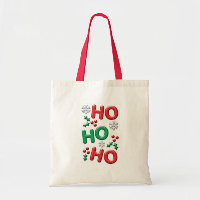 Bolsa Tote Ho - Ho - Bandeja De Tote De Natal (Frente)
