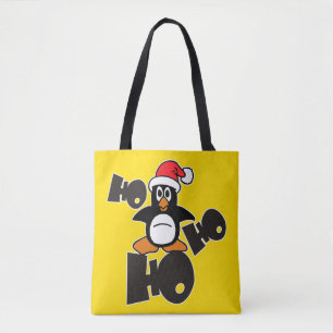 Bolsa Tote HO HO HO Xmas Penguin + seu apoio. & ideias