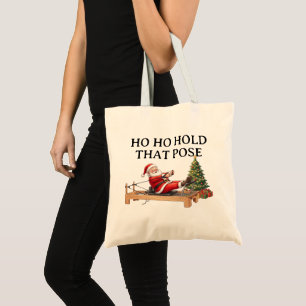 Bolsa Tote Ho Ho Segure Essa Pose Funny Santa Pilates Natal