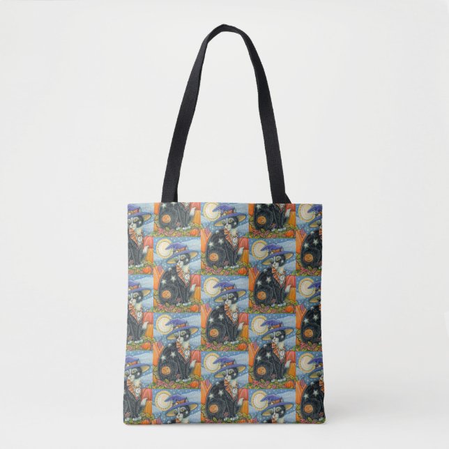 BOLSA TOTE HOCUS POCUS BLACK CAT WITCH & MOUSE HALLOWEEN (Frente)