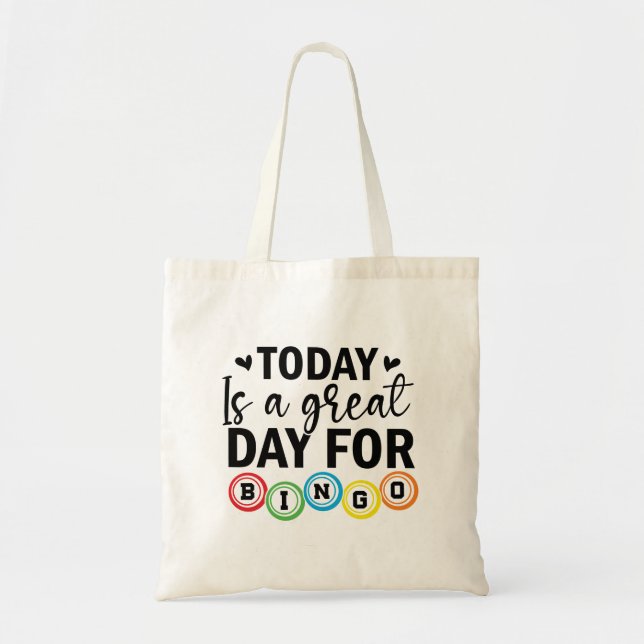 Bolsa Tote Hoje é um Grande Dia para Bingo  (Frente)
