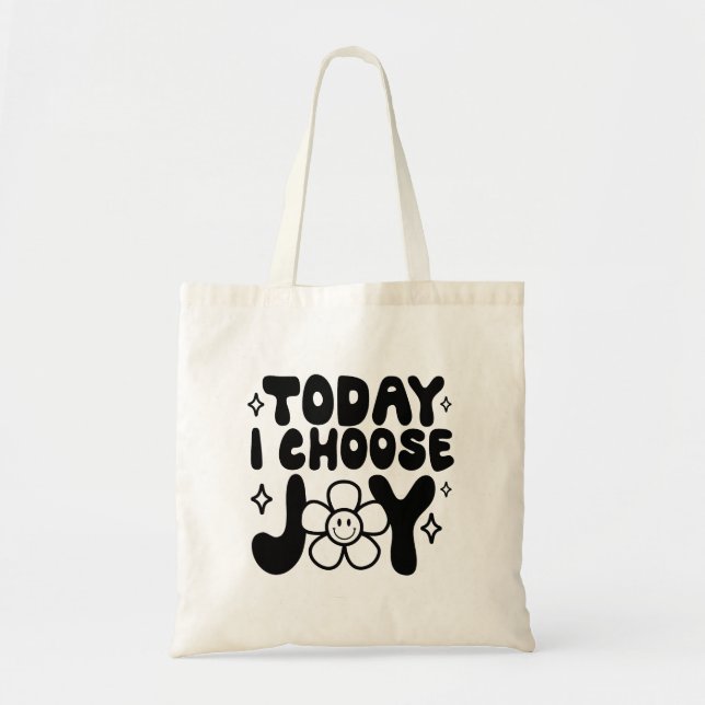 Bolsa Tote Hoje eu escolho a alegria, estilo Retro Groovy Vin (Frente)