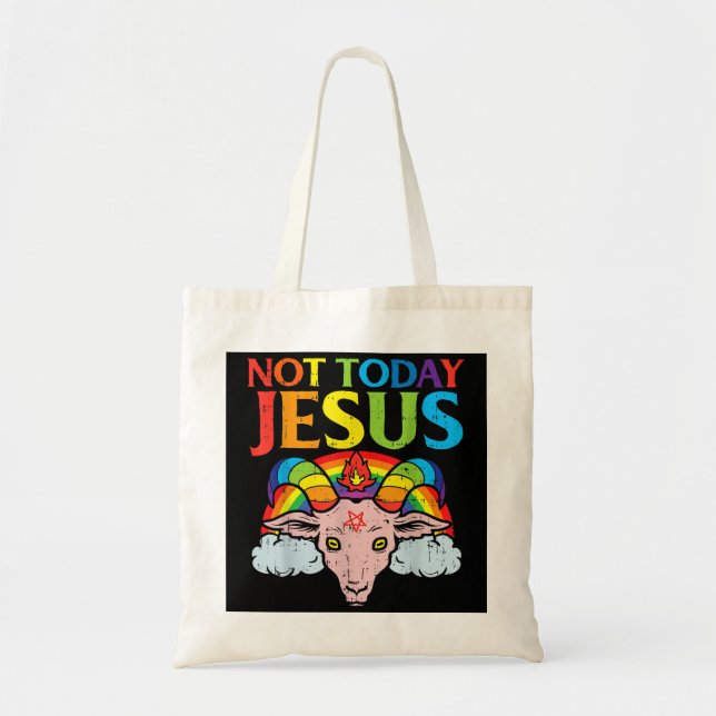 Bolsa Tote Hoje. Não é Jesus Satã. Satânico Rainbow. (Frente)