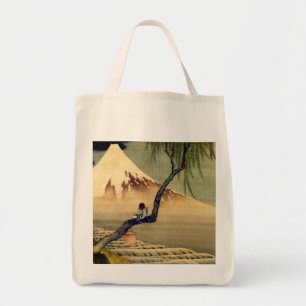 Bolsa Tote Hokusai Boy Vivendo o Monte Fuji Japonês