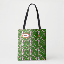 Bolsa Tote Holiday Season Artística Candy Cane-Green
