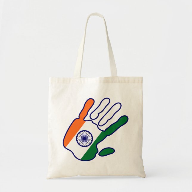 Bolsa Tote HoliES - Índia Flag Hand - alto 5 (Frente)