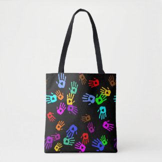 Bolsa Tote holiES - padrão colorido das mãos 1 + seu traseiro