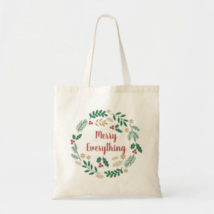 Bolsa Tote Holly Berry Pine Wreath Feliz Tudo Foto