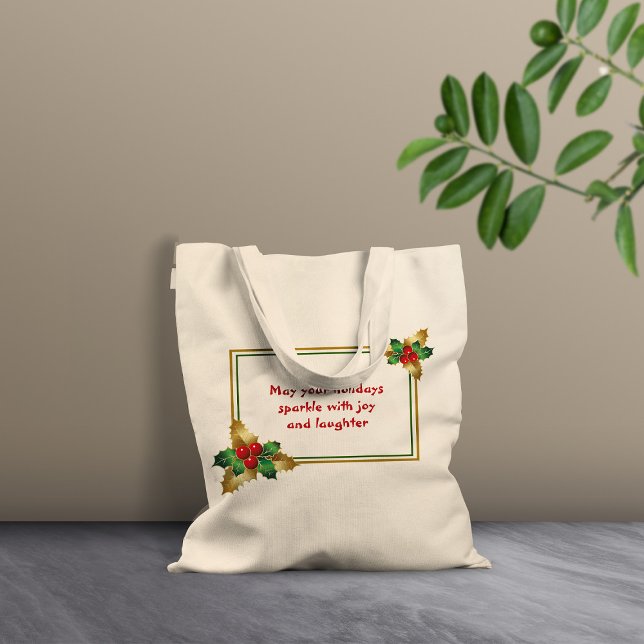 Bolsa Tote Holly Christmas Plant frame Tote Bag (Criador carregado)