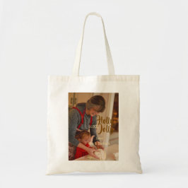 Bolsa Tote Holly Jolly family holiday photo beige year naboho