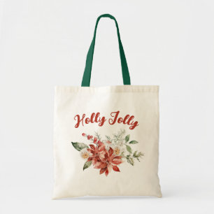 Bolsa Tote Holly Jolly Natal Holiday Eco Grocería Comprando