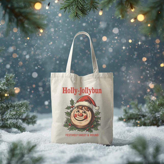 Bolsa Tote Holly-Jollybun – Funny Christmas Cinnamon Roll Pun (Criador carregado)
