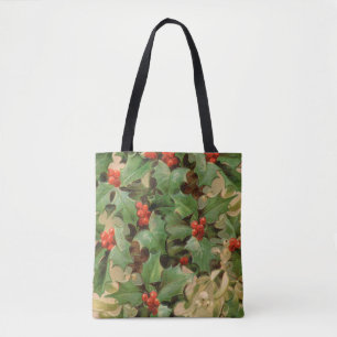 Bolsa Tote Holly Tree Natal Foliday Art Impressão Greenery