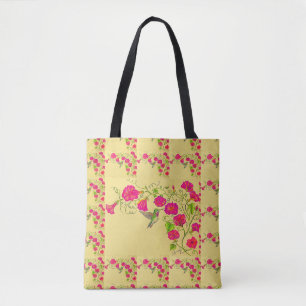 Bolsa Tote Hollyhocks e Hummingbird Bag