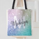 Bolsa Tote Hológrafo Glamoroso Bonito Personalizado<br><div class="desc">Personalize facilmente este elegante padrão colorido de brilho com seu nome personalizado e/ou monograma.</div>