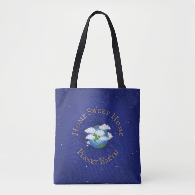 Bolsa Tote "Home Sweet Home Planet Earth" Astronomia Whimsica (Frente)
