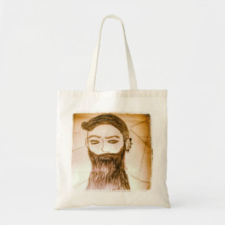 Bolsa Tote homem barbudo mangá anime em mundo distorcido