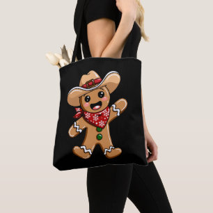 Bolsa Tote Homem de Biscoito Cowboy Chapéu Bandana Natal Xmas