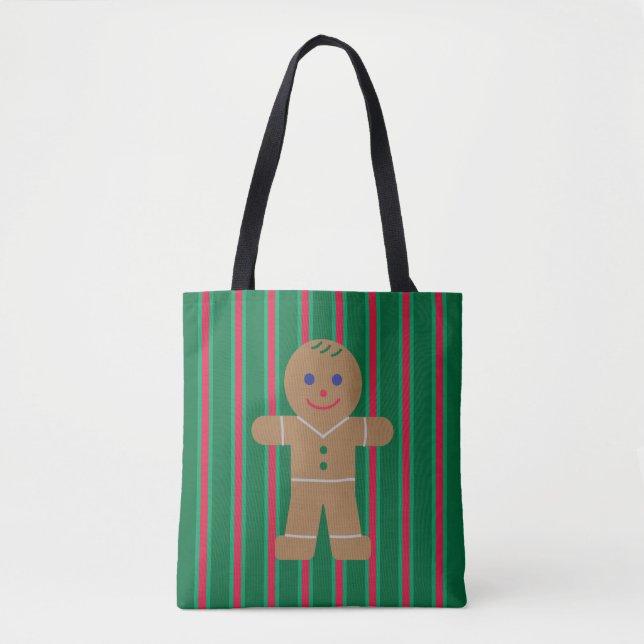 Bolsa Tote Homem de Gingerpão de Natal divertido e Rico (Frente)