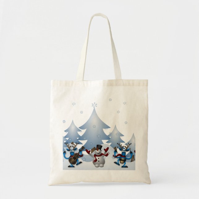 Bolsa Tote Homem de Neve de Natal Decorativo Personalizado (Frente)