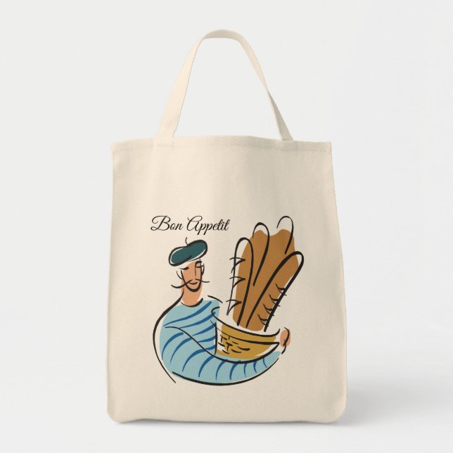 Bolsa Tote Homem francês que guardara a cesta dos Baguettes (Frente)