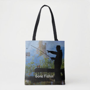 Bolsa Tote Homem Mais Velho Pescando Saco de Tota Silhueta Ap