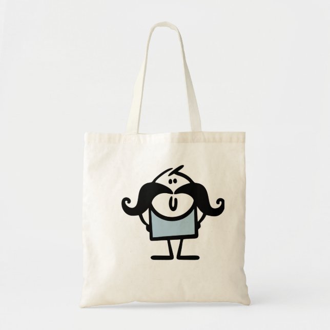 Bolsa Tote Homem-palito engraçado com bigode (Frente)