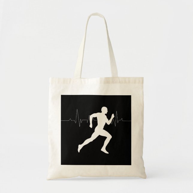 Bolsa Tote Homem Runners Silhouette HeartBeat Line (Frente)