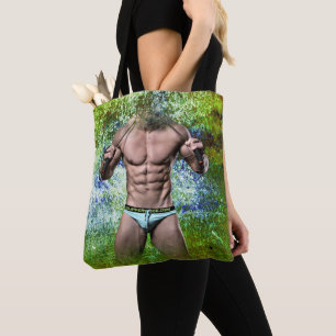 Bolsa Tote Homem sexy muscular branco de SlipperyJoe, alto-fa