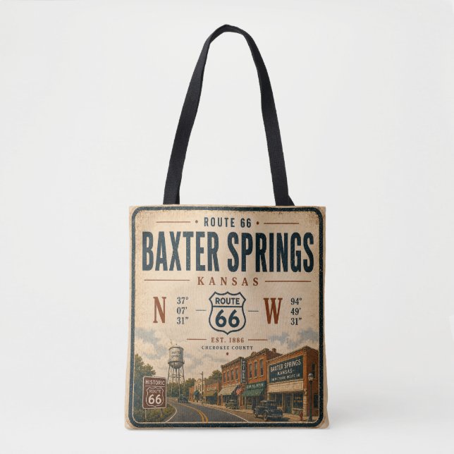 Bolsa Tote Homenagem à Rota 66 de Baxter Springs (Frente)