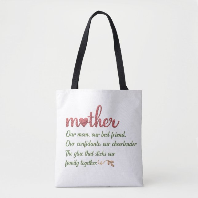 Bolsa Tote Homenagem de Citação da Mãe (Frente)