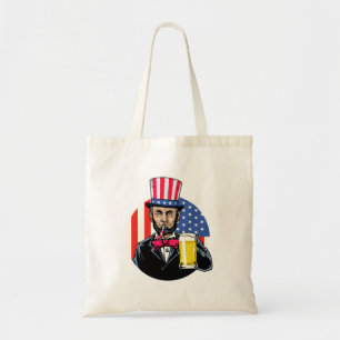 Bolsa Tote Homens Abe Lincoln Bebendo Cerveja Engraçado 4 de